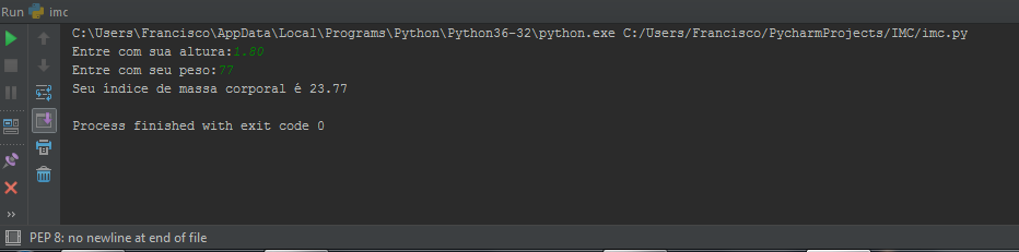 Resultado da execução do script Python
