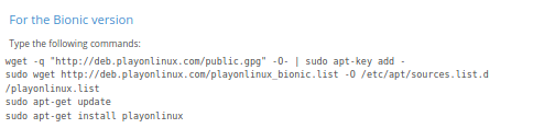 Site do PlayOnLinux página Download instruções instalação