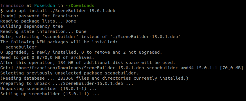 Instalação via comando no sistema operacional Xubuntu
