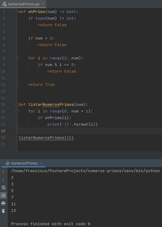Script Python para listar números primos
