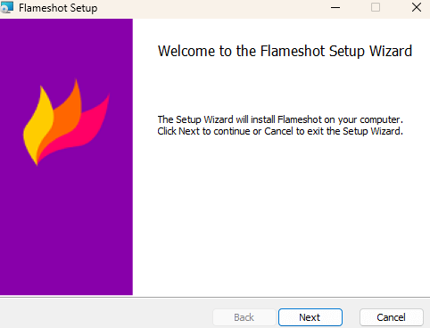 Flameshot Instalação tela inicial