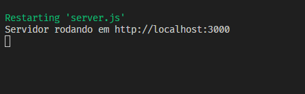 Execução no terminal com modo watch